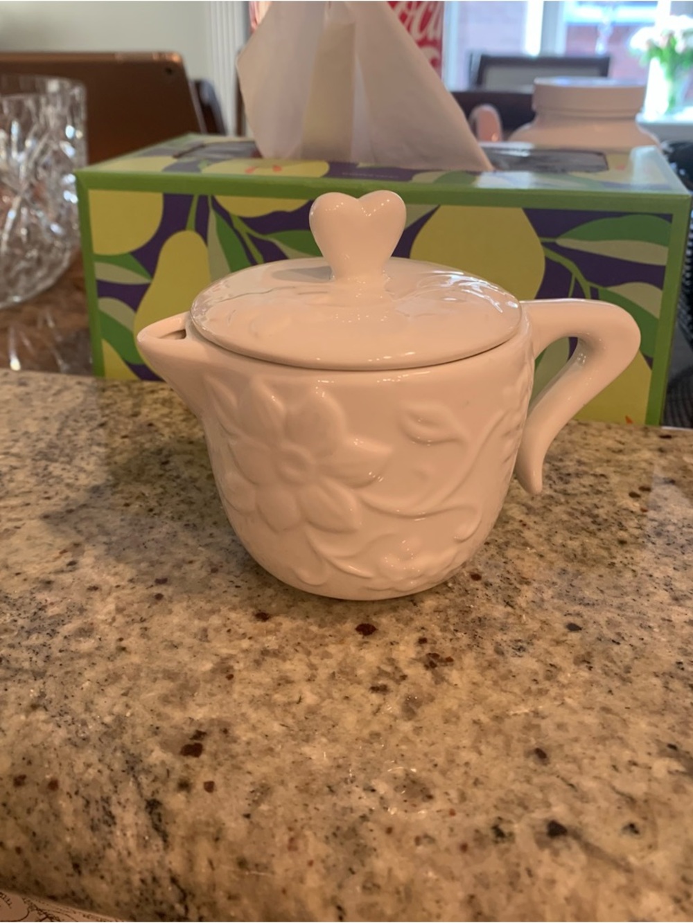 Regal White Ceramic Server with Heart Lid Elegant Floral Serveware